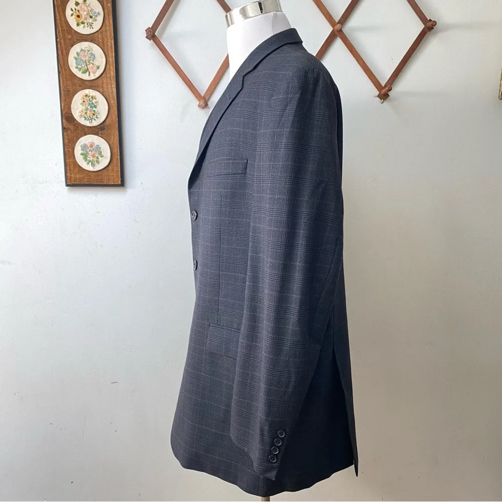 Burberry London Wool Plaid Kensington Blazer